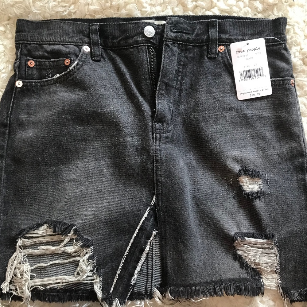 NEW W/TAG Free People Distressed Jean Skirt